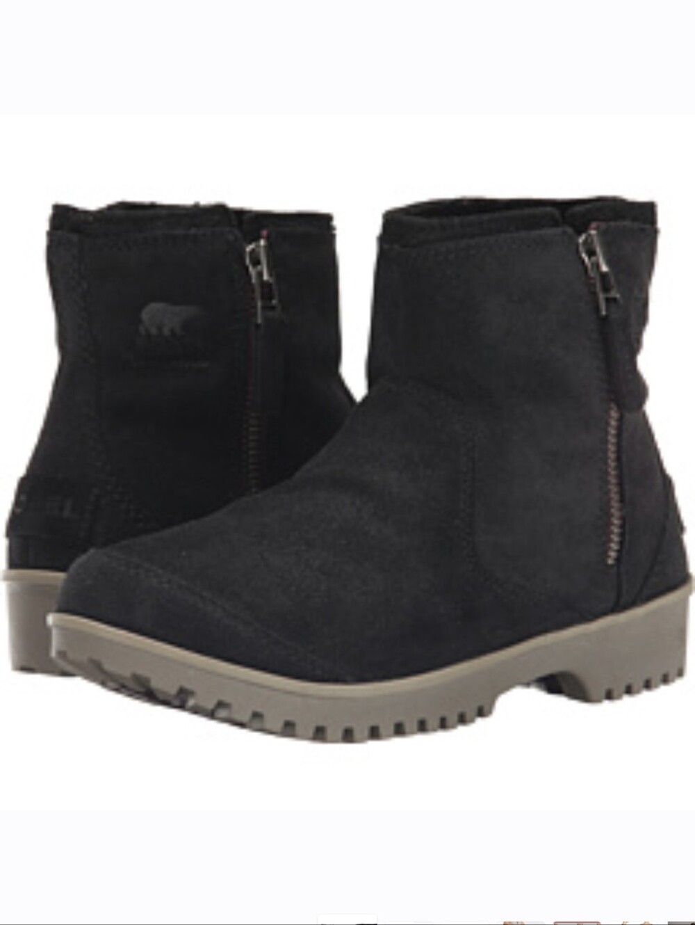 NWT Sorel Women's Black Suede Ankle Boots - Comfortable Lug Sole 9 Waterproof